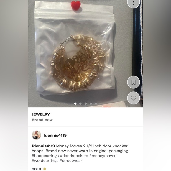 “ Money Moves “ gold door knocker hoops - Picture 1 of 6